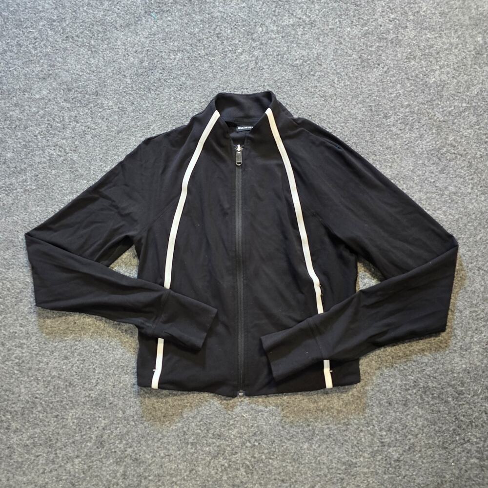 Athleta Jacket Women Size Small Black Cropped Long Sleeve Full Zip Fitted Casual